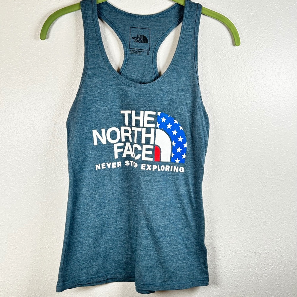 The North Face Womens Tank Top XS‎ Blue Patriotic USA Sleeveless Athletic